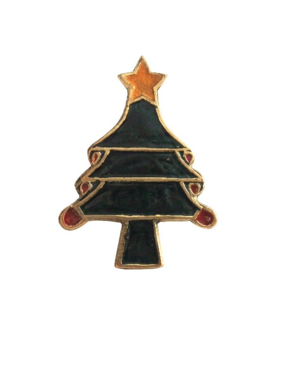 VTG Pier 1 Brass Enamel Christmas Tree Napkin Rings Set of 8